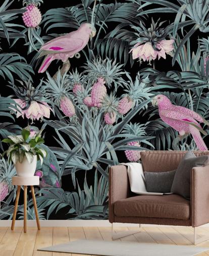 sepia parrots in jungle wallpaper sepia parrots in jungle wallpaper