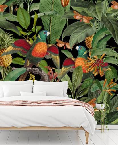papegaaien, motten en jungle behang papegaaien, motten en jungle behang
