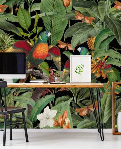 papegaaien, motten en jungle behang papegaaien, motten en jungle behang