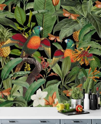 papier peint perroquets, papillons de nuit et jungle papier peint perroquets, papillons de nuit et jungle