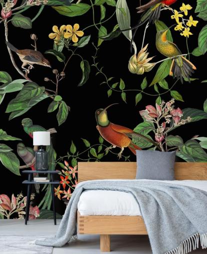 papel de parede de beija-flor da selva tropical 