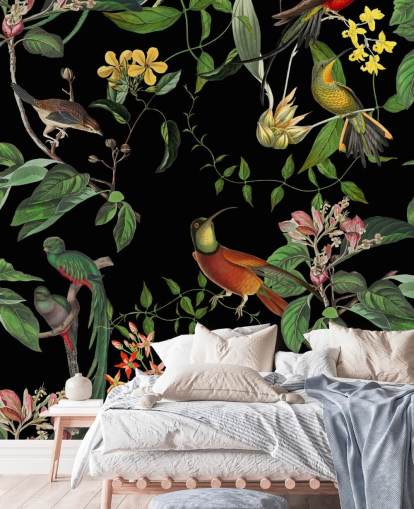 carta da parati colibrì giungla tropicale 