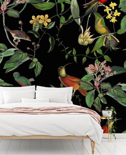 papel de parede de beija-flor da selva tropical 