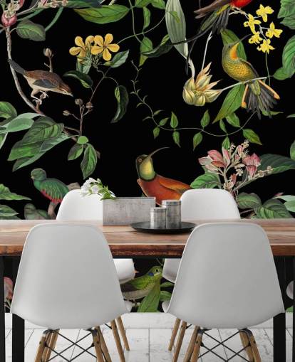 papier peint colibri jungle tropicale 