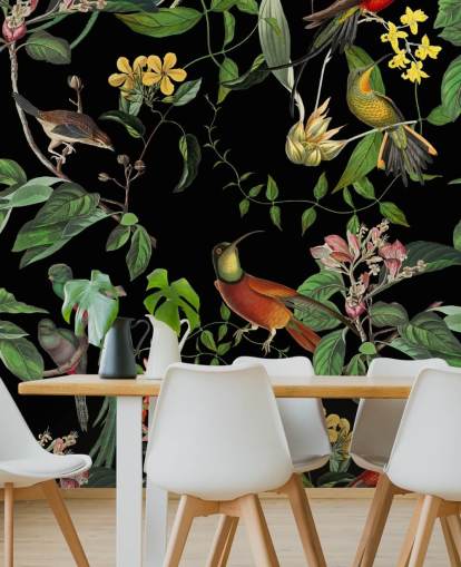 carta da parati colibrì giungla tropicale 