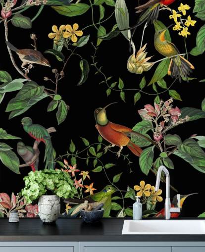 papel de parede de beija-flor da selva tropical 