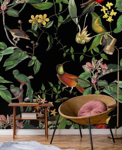 papier peint colibri jungle tropicale 