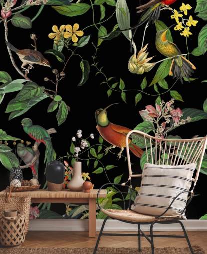 papier peint colibri jungle tropicale 