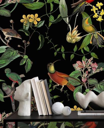 papier peint colibri jungle tropicale 