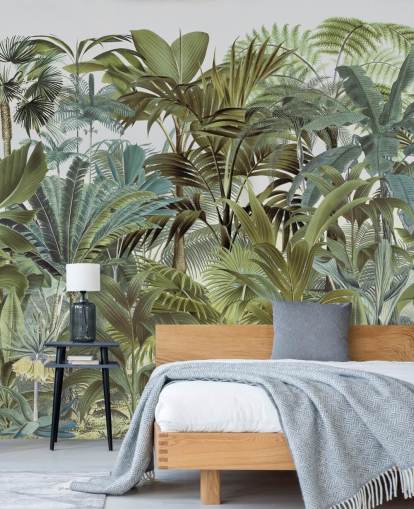Wandbild Tropical Landscape 2 von Andrea Haase im Vintage-Stil, grün, kundenspezifisch, für Schlafzimmer