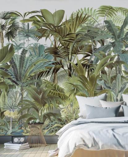 Wandbild Tropical Landscape 2 von Andrea Haase im Vintage-Stil, grün, kundenspezifisch, für Schlafzimmer