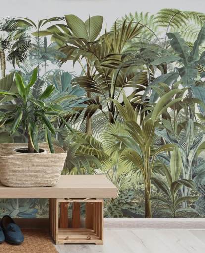 Wandbild Tropical Landscape 2 von Andrea Haase im Vintage-Stil, grün, kundenspezifisch, für Schlafzimmer