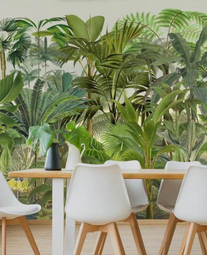 vihreä muokattava lehtitaustakuvamaalaus nimeltä Tropical Landscape, kirjoittanut Andrea Haase oleskelutiloihin vihreä muokattava lehtitaustakuvamaalaus nimeltä Tropical Landscape, kirjoittanut Andrea Haase oleskelutiloihin