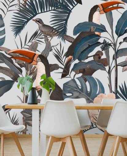 Toucan i jungelen illustrert tapet