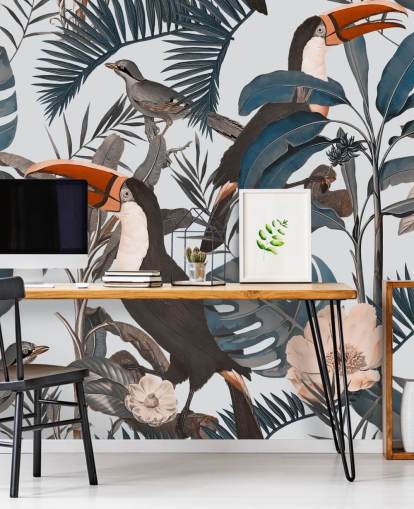 toucan i jungle illustreret tapet toucan i jungle illustreret tapet