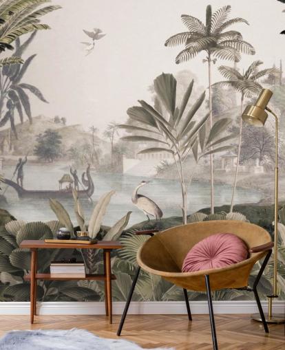 green customisable leopard wallpaper mural called Leopard Landscape by Sir Edward for living room green customisable leopard wallpaper mural called Leopard Landscape by Sir Edward for living room