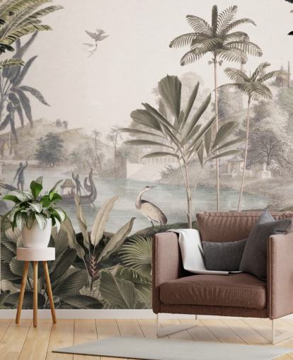 mural de papel pintado de leopardo verde personalizable llamado Leopard Landscape de Sir Edward para sala de estar mural de papel pintado de leopardo verde personalizable llamado Leopard Landscape de Sir Edward para sala de estar