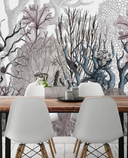 illustrated vintage purple and blue coral wallpaper illustrated vintage purple and blue coral wallpaper