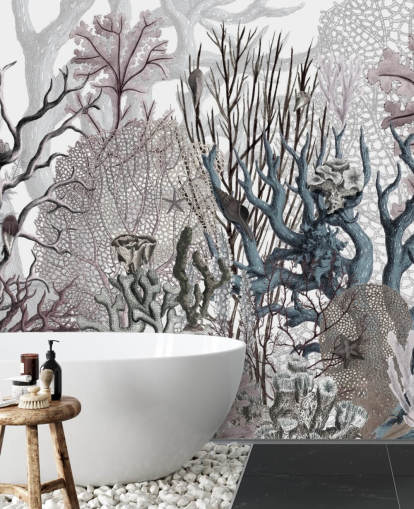 illustrated vintage purple and blue coral wallpaper illustrated vintage purple and blue coral wallpaper