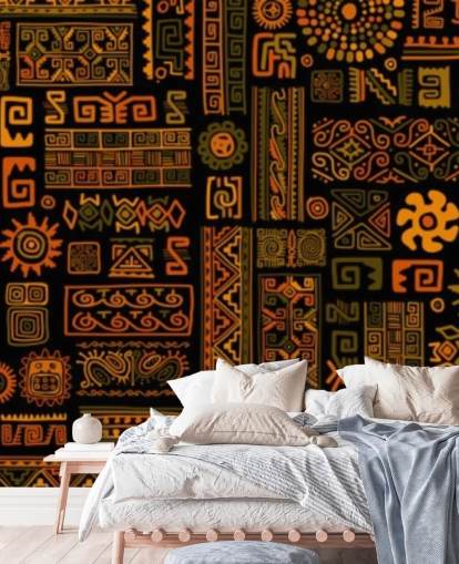 papier peint motifs tribaux orange papier peint motifs tribaux orange