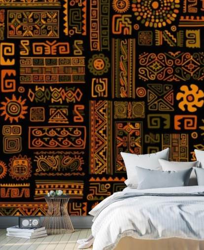 orange tribal patterns wallpaper