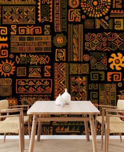 orange Tribal-Muster-Tapete