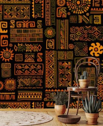 orange tribal patterns wallpaper