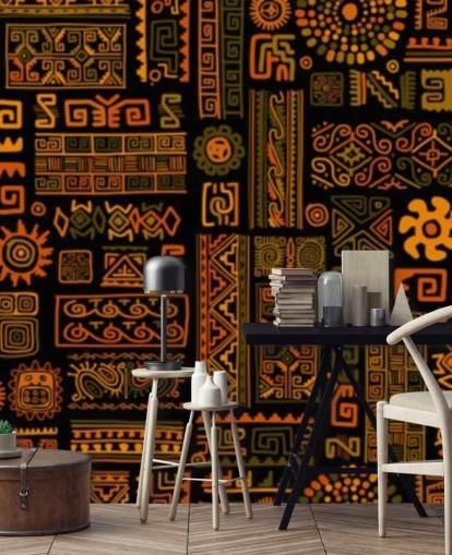 orange tribal patterns wallpaper