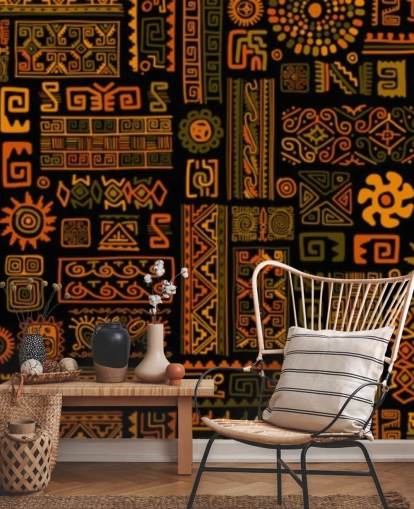 orange Tribal-Muster-Tapete