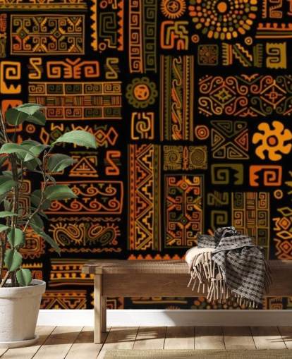 orange Tribal-Muster-Tapete