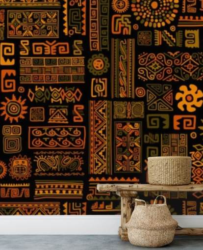 orange Tribal-Muster-Tapete