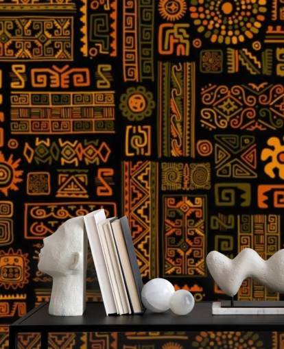 papier peint motifs tribaux orange papier peint motifs tribaux orange