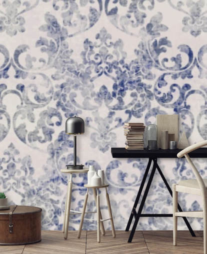 papel pintado damasco azul y blanco papel pintado damasco azul y blanco