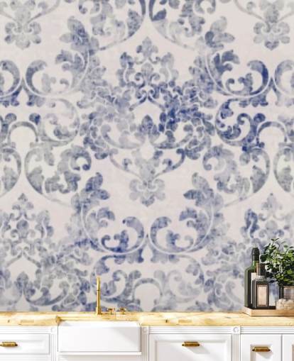 blauw en wit damastbehang blauw en wit damastbehang