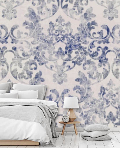 blauw en wit damastbehang blauw en wit damastbehang