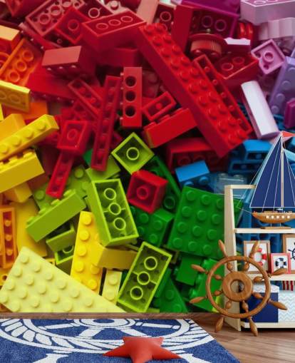 briques de jouets colorés dans une pile papier peint pour enfants