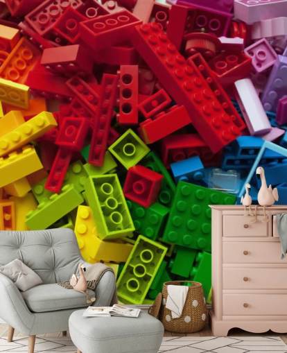 briques de jouets colorés dans une pile papier peint pour enfants