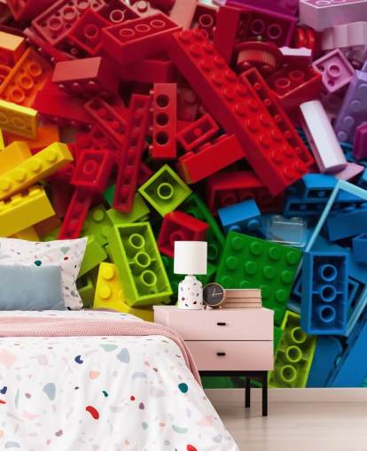 briques de jouets colorés dans une pile papier peint pour enfants