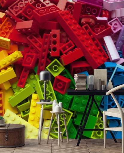 kleurrijke speelgoedstenen in een stapel kinderbehang kleurrijke speelgoedstenen in een stapel kinderbehang