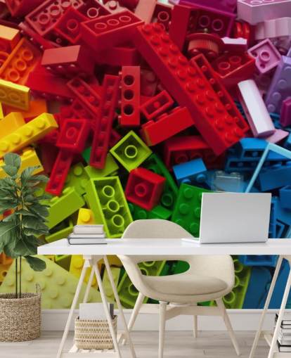 papel pintado de ladrillos de juguete de colores en una pila papel pintado de ladrillos de juguete de colores en una pila