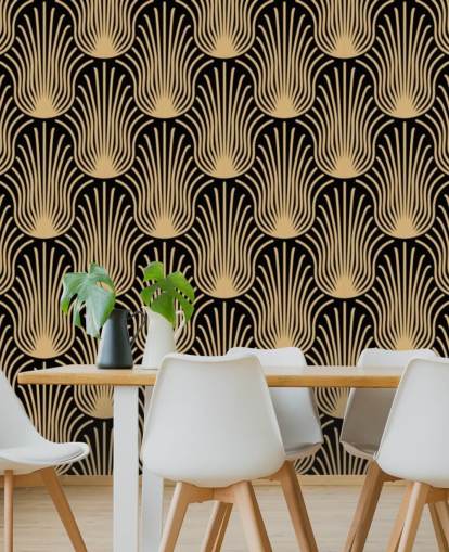 musta ja kullanvärinen art deco tapetti