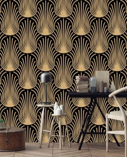 zwart en goudkleurig art deco behang zwart en goudkleurig art deco behang