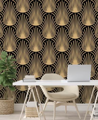 sort og guldfarvet art deco tapet sort og guldfarvet art deco tapet