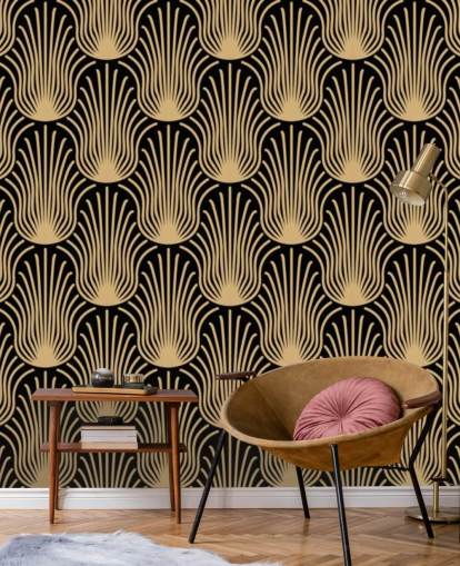 musta ja kullanvärinen art deco tapetti musta ja kullanvärinen art deco tapetti