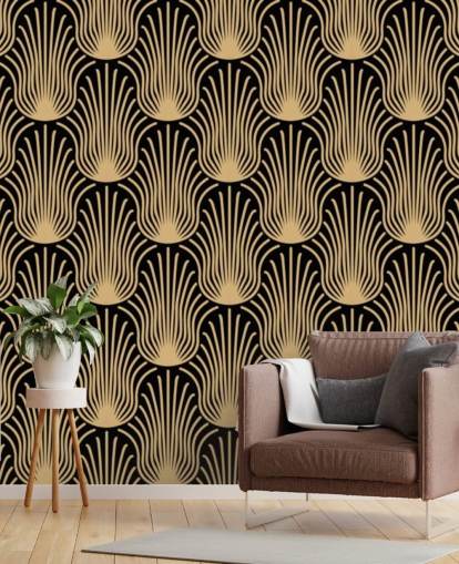 papel de parede art deco preto e dourado papel de parede art deco preto e dourado