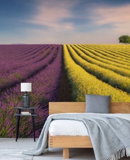 murale personalizzabile viola e giallo chiamato Purple and Yellow Flowers per camere da letto, cucine e sale da pranzo murale personalizzabile viola e giallo chiamato Purple and Yellow Flowers per camere da letto, cucine e sale da pranzo