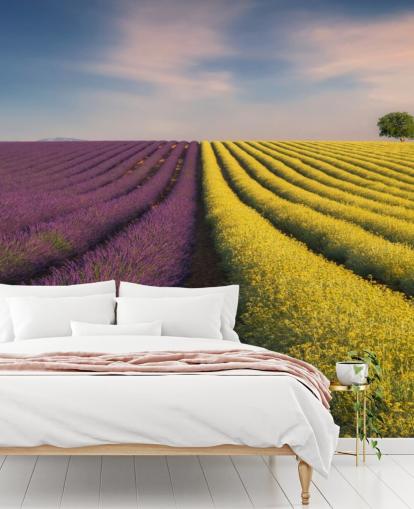 Personalisierbares Wandbild in Violett und Gelb namens Purple and Yellow Flowers für Schlafzimmer, Küchen und Esszimmer