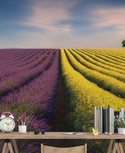 Personalisierbares Wandbild in Violett und Gelb namens Purple and Yellow Flowers für Schlafzimmer, Küchen und Esszimmer