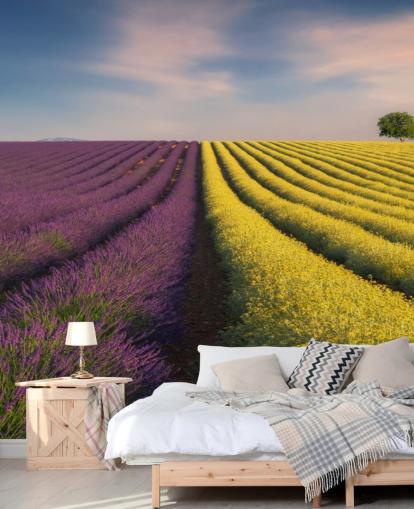 purple and yellow customisable wall mural called Purple and Yellow Flowers for bedrooms, kitchens and dining rooms