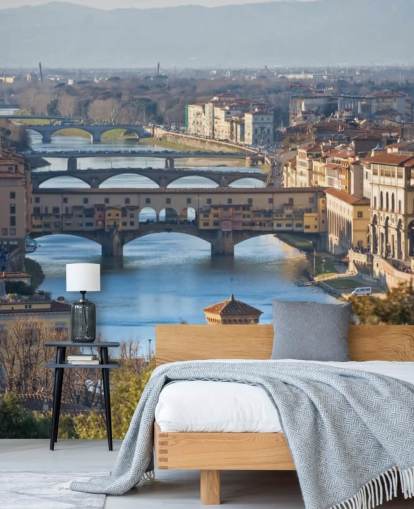 Vista panorámica de Florencia y el Ponte Vecchio fondo de pantalla